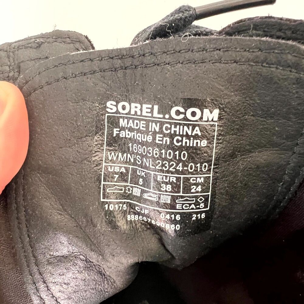 Sorel Major Carly Womens Boot 7 Black Gray Leather Wool Lace Up Boots NL2324-010 - Picture 13 of 13